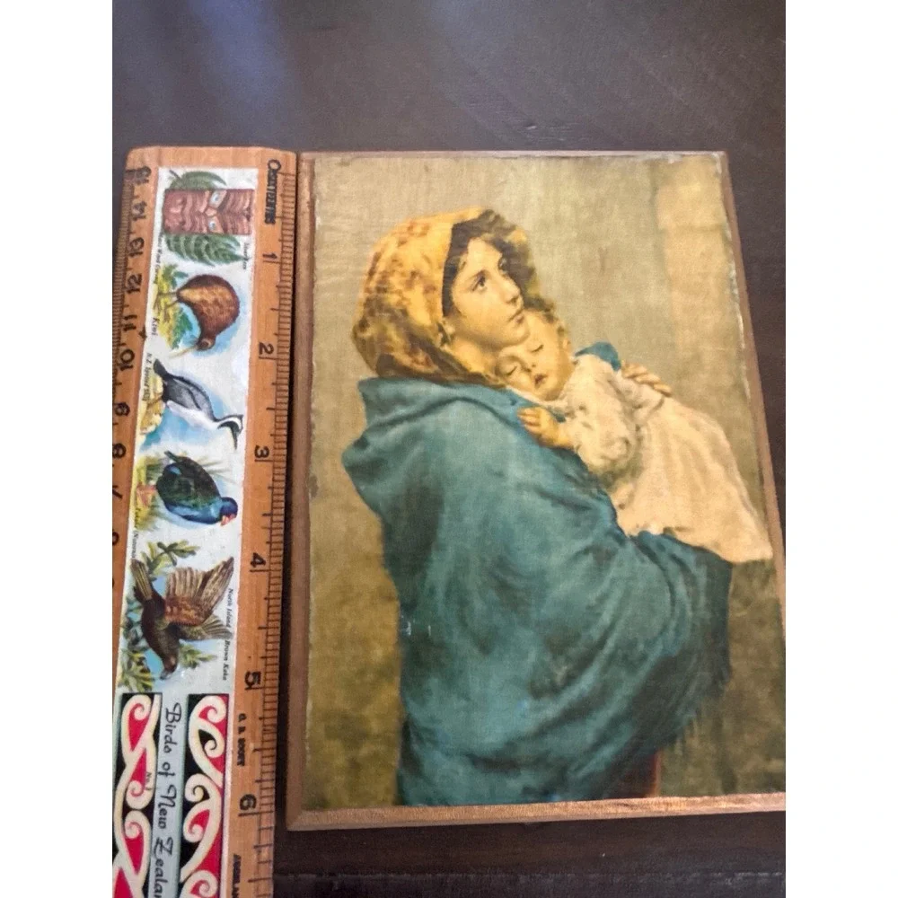 Vintage Madonnina Madonna of the Streets Wood Plaque Religious Art Hong Kong